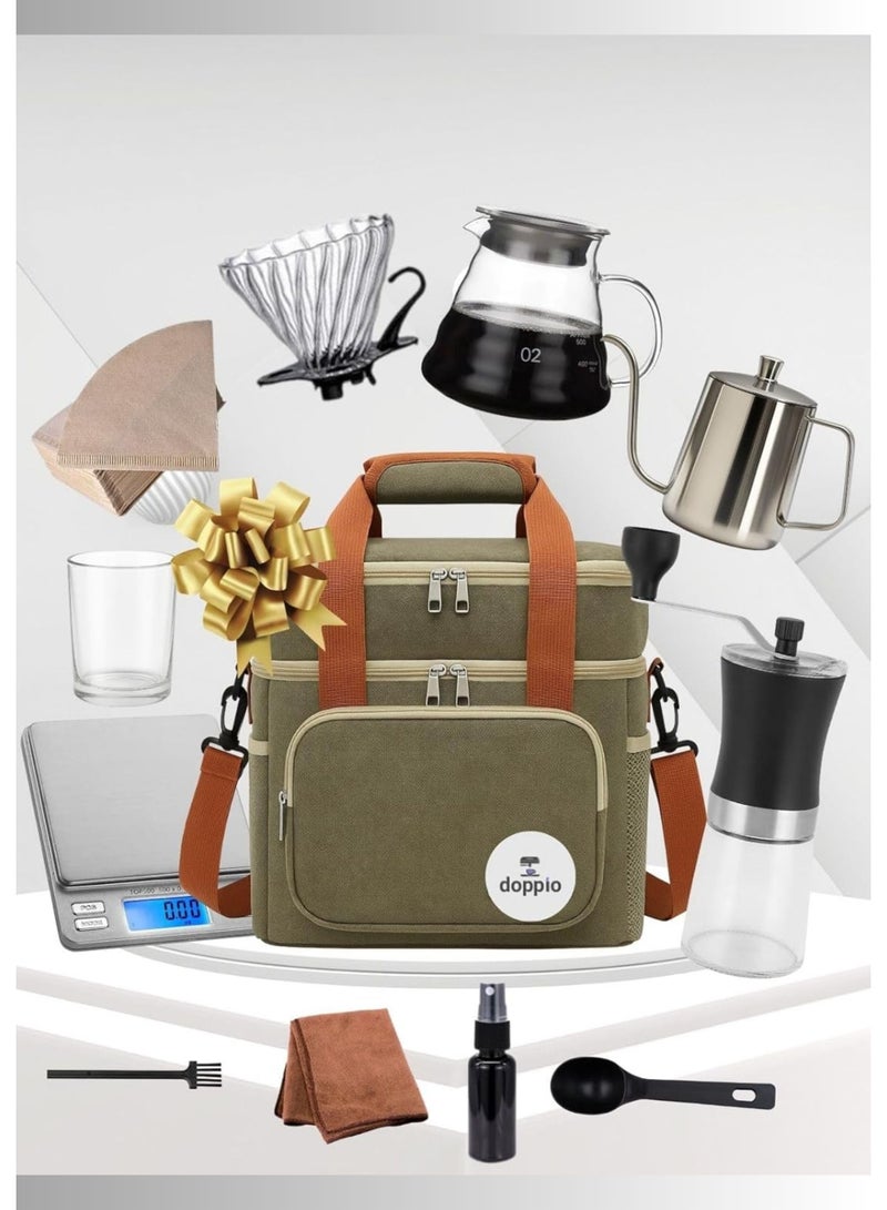 Doppio Complete 12-Piece V60 Coffee Brewing Set with Travel Bag - Image 2